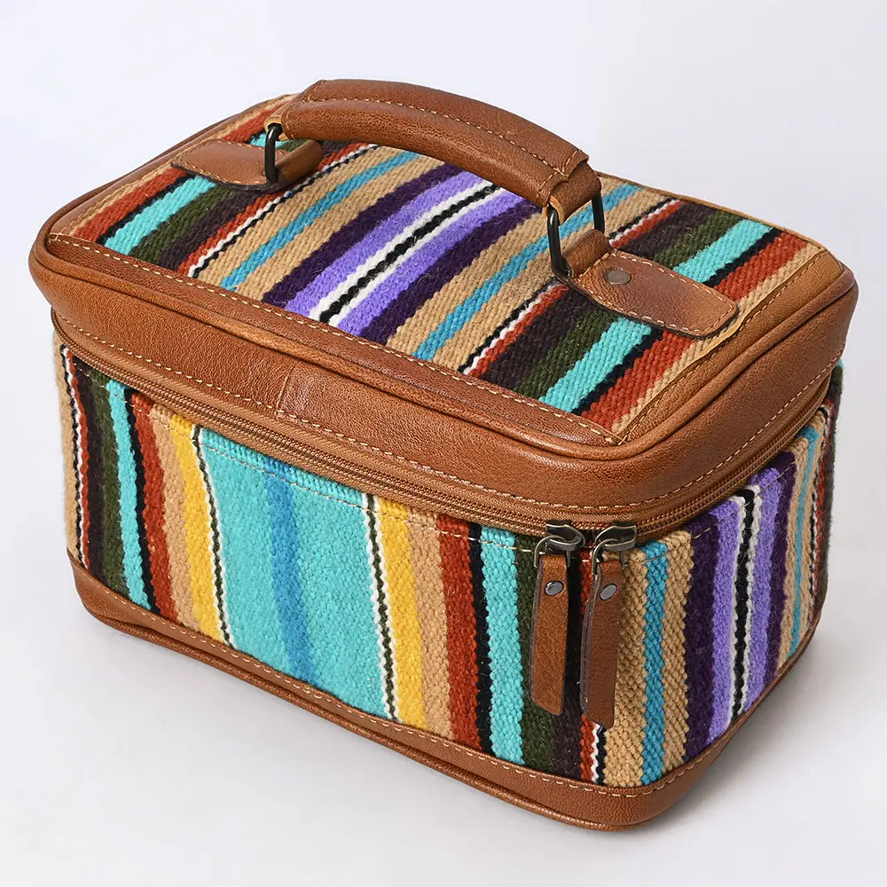American Darling Western Jewelry Case – Hand-Woven Saddle Blanket With Genuine Leather Trim – Travel Organizer Box For Accessories 1