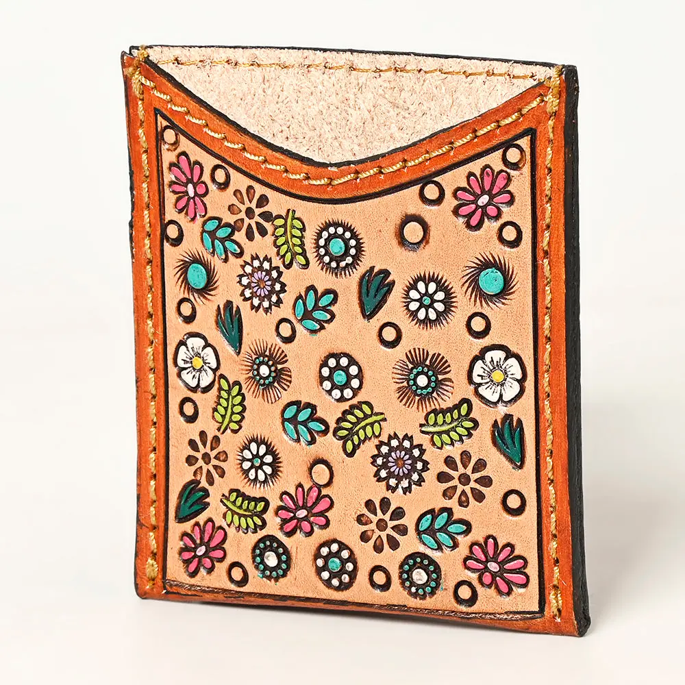American Darling Card Holder Hand Tooled Genuine Leather | Business Credit 1
