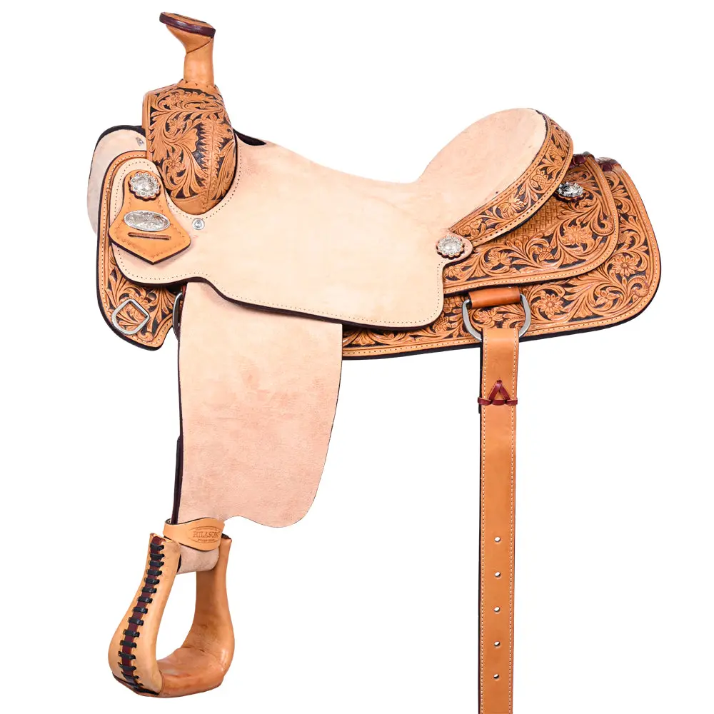 Hilason Western Horse Trail Show Saddle Synthetic Pleasure Riding | Hand Tooled Ranch Roping Leather For Horses 1