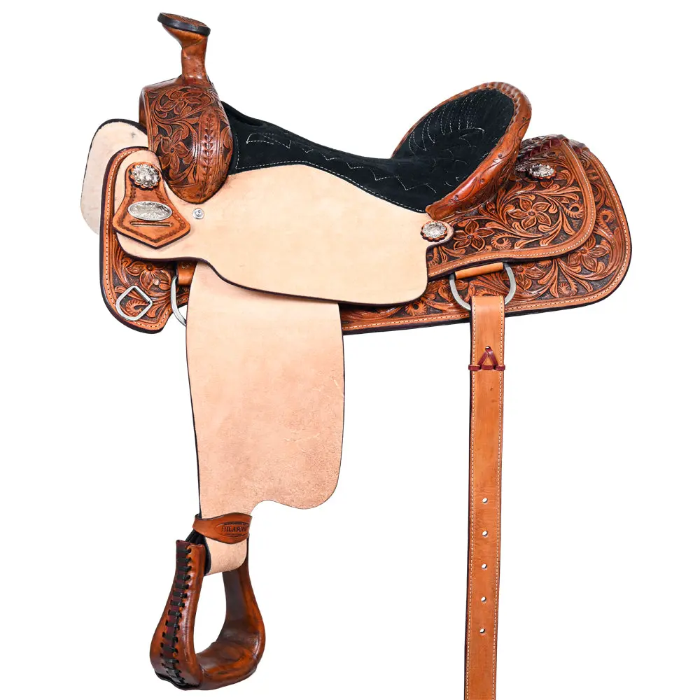 Hilason Western Horse Trail Pleasure American Leather Saddle Tan 1