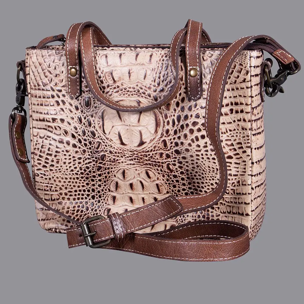 American Darling Western Crocodile Embossed Women Genuine Leather Handbag Purse Bag 1