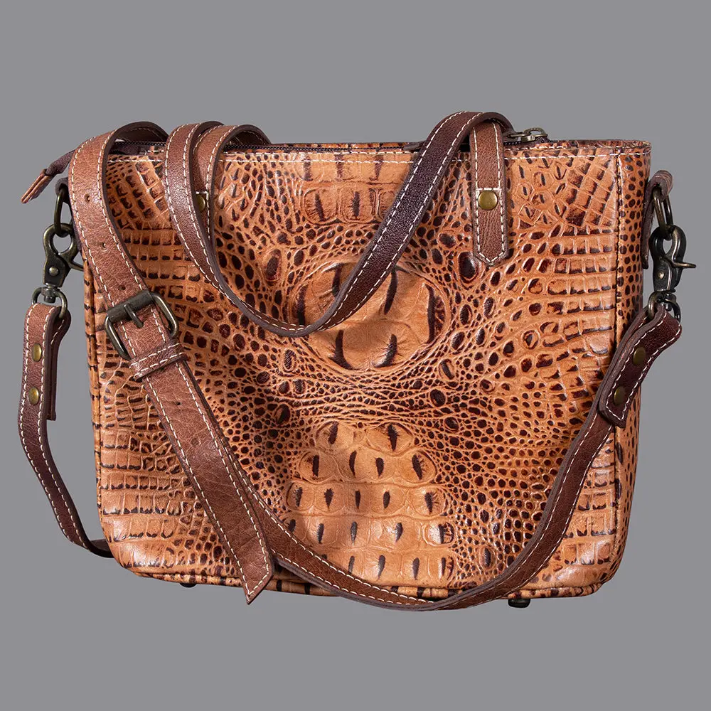 American Darling Western Crocodile Embossed Women Genuine Leather Handbag Purse Bag 1