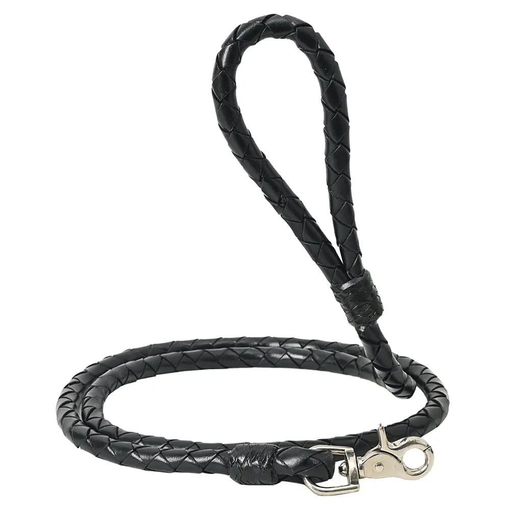 Hilason Braided Genuine Leather Dog Leash With Heavy Duty  Snap  Durable Professional Training Lead 1
