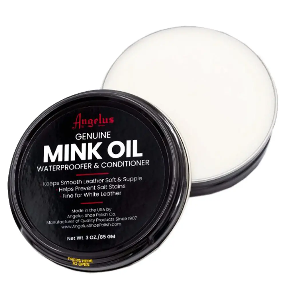 3 Oz Angelus Genuine Mink Oil Waterproofer & Conditioner Can Paste 1