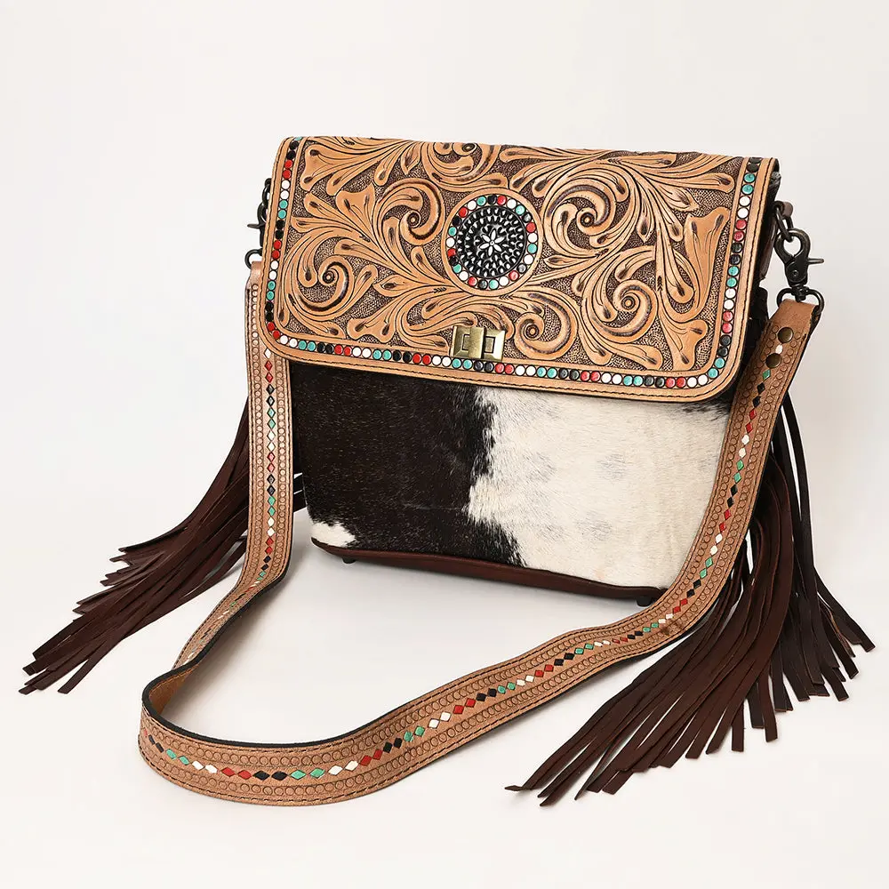 Ohlay Cross Body Hand Tooled Hair-On Genuine Leather Women Bag Western Handbag Purse | For 1