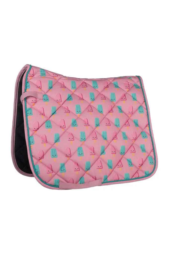 Hkm Naples Saddle Pad-Magenta/Aqua 1
