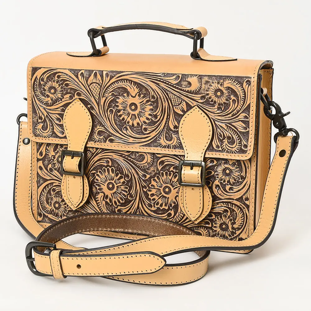 American Darling Briefcase Hand Tooled Genuine Leather Women Bag Western Handbag Purse 1