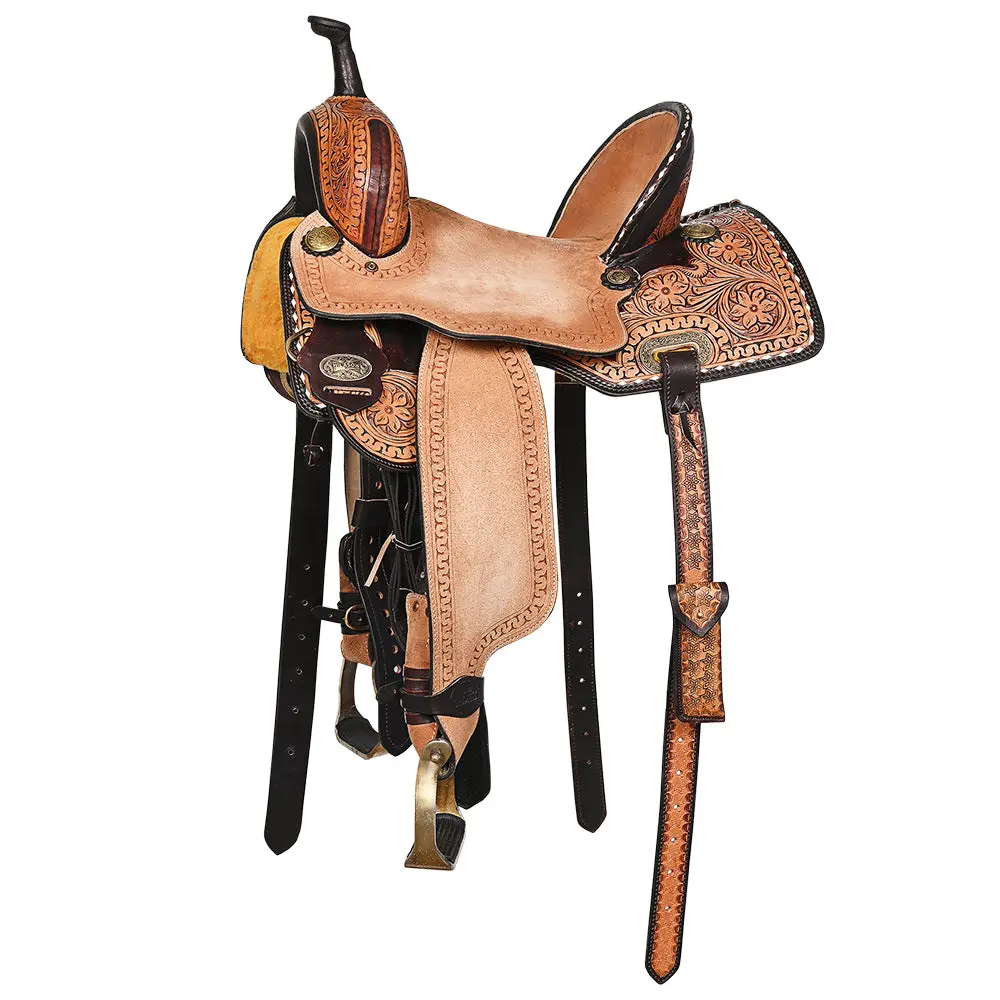 Hilason Western Horse Saddle American Leather Trail Barrel Brown 1