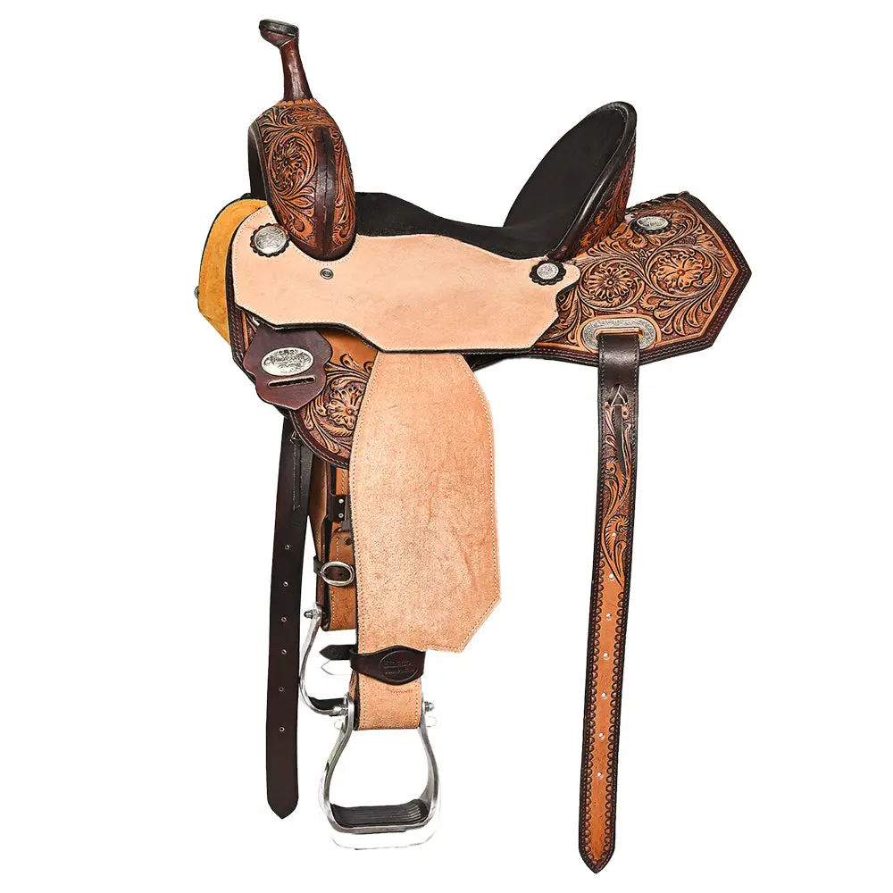 Hilason Western Horse Saddle American Leather Trail Barrel Brown 1