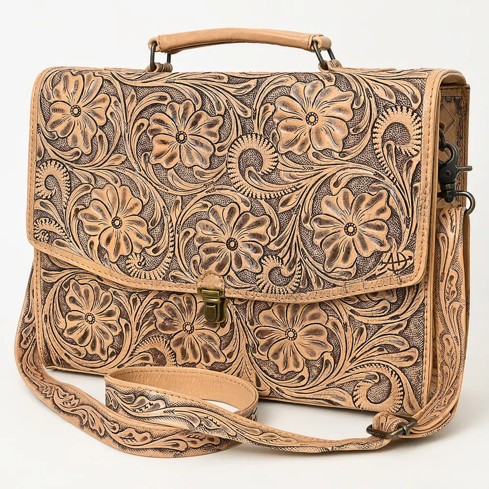 American Darling Western Hand-Tooled Leather Briefcase Bag – Floral Carved Genuine Leather Work Bag With Strap | Premium Artisan Craft 4