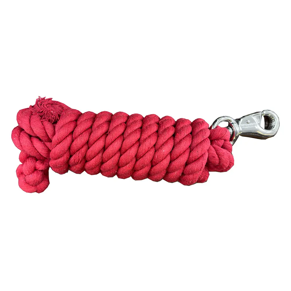 10 Ft Hilason Riding Horse Cotton Lead With Snap Rope Red & Black 2