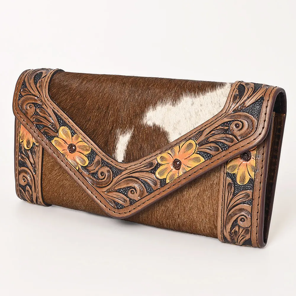 Ohlay Wallet Hand Tooled Hair-On Genuine Leather Women Bag Western Handbag Purse | Womens Handbags |Leather Belt For Summer 1