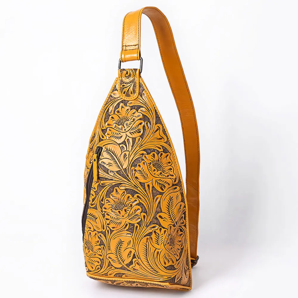 American Darling Hand-Tooled Western Leather Sling Bag – Genuine Leather Floral Carved Sling Crossbody With Adjustable Strap 2
