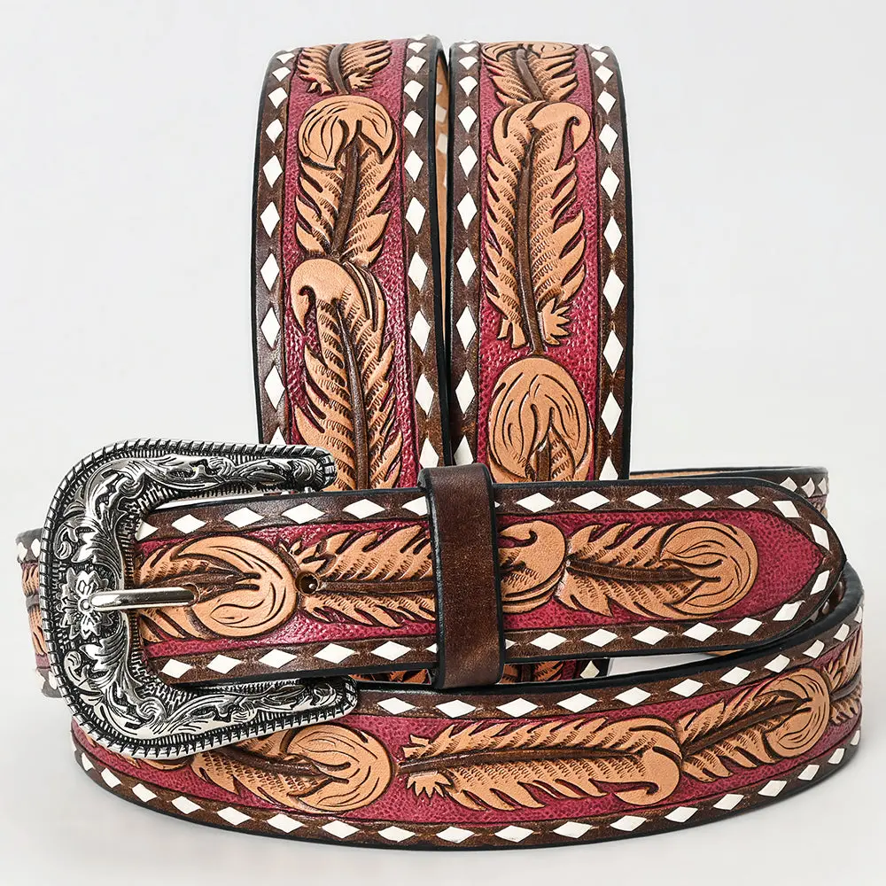Beautifully Hand Tooled Genuine American Leather Belt Men And Women 1