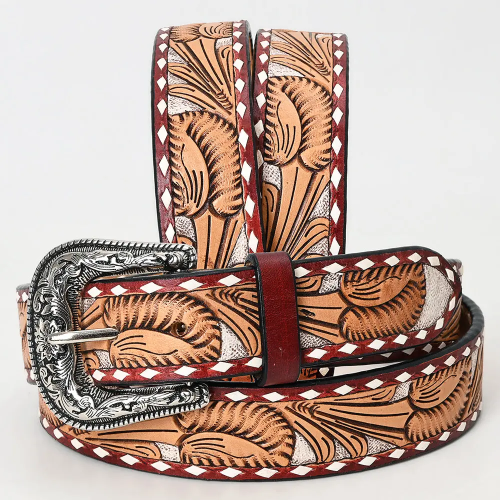 Beautifully Hand Tooled Genuine American Leather Belt Men And Women 1