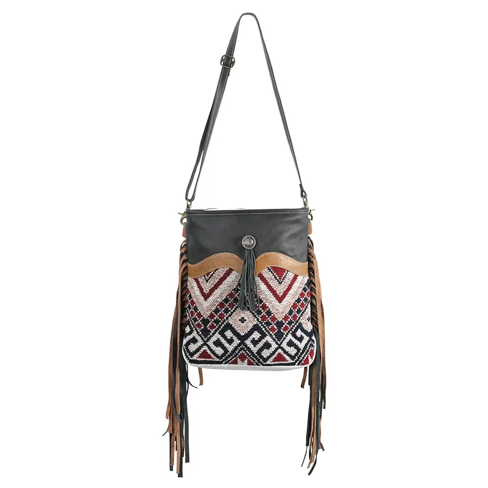 Ohlay Cross Body Embossed Upcycled Wool Canvas Genuine Leather Women Bag Western Handbag Purse | For 1