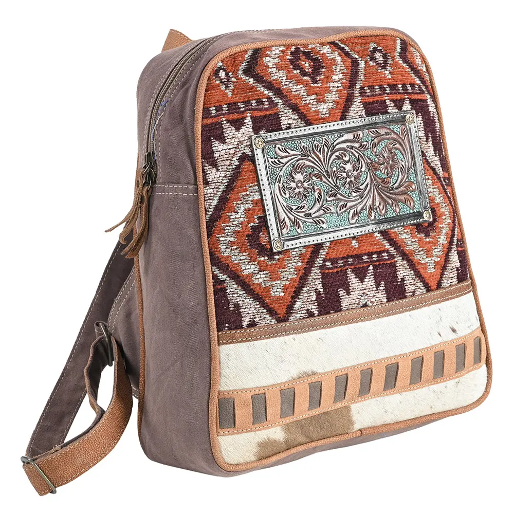 Ohlay Backpack Hand Tooled Upcycled Canvas Hair-On Genuine Leather Women Bag Western Handbag Purse Womens Handbags 1