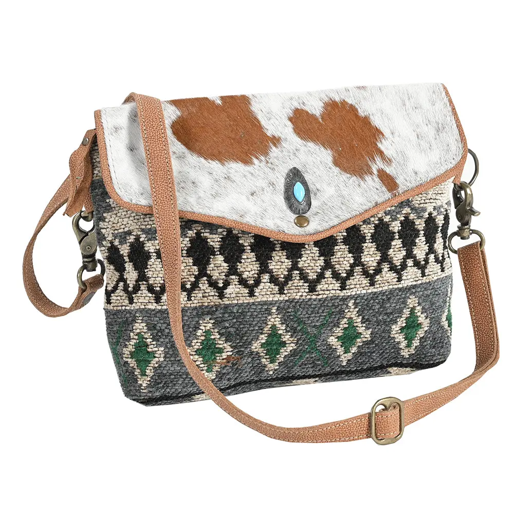 Ohlay Bags Ohv319 Envelope Upcycled Wool Hair-On Genuine Leather Women Bag Western Handbag Purse 1