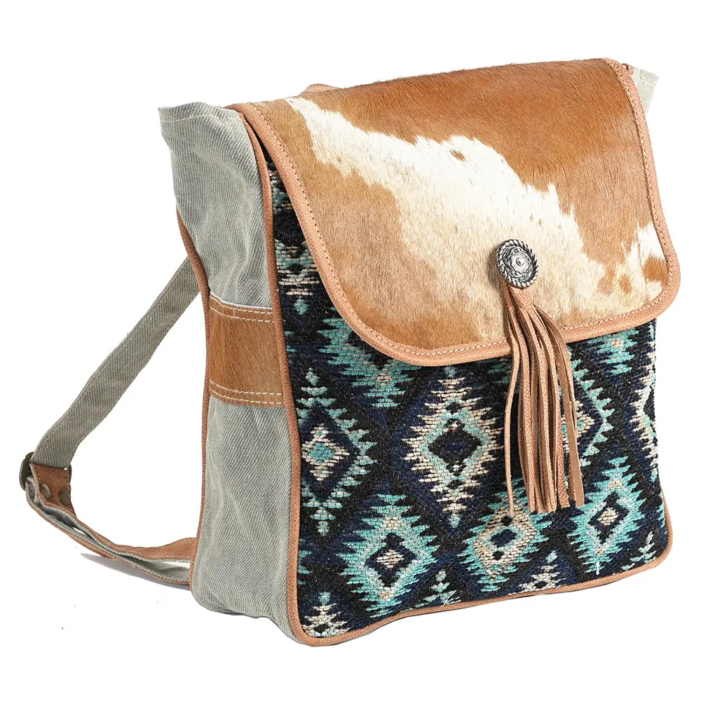 Ohlay Backpack Upcycled Wool Canvas Hair-On Genuine Leather Women Bag Western Handbag Purse | For Womens Summer 1