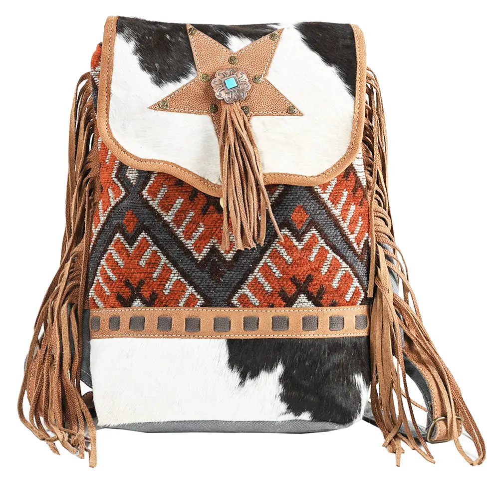 Ohlay Backpack Upcycled Wool Canvas Hair-On Genuine Leather Women Bag Western Handbag Purse | For Womens Summer 1