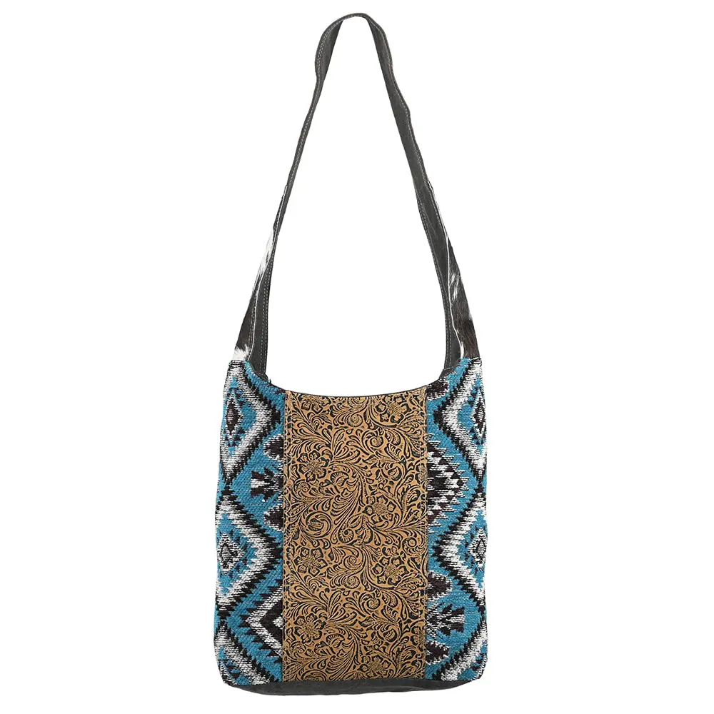 Ohlay Cross Body Embossed Upcycled Wool Canvas Genuine Leather Women Bag Western Handbag Purse | For 1