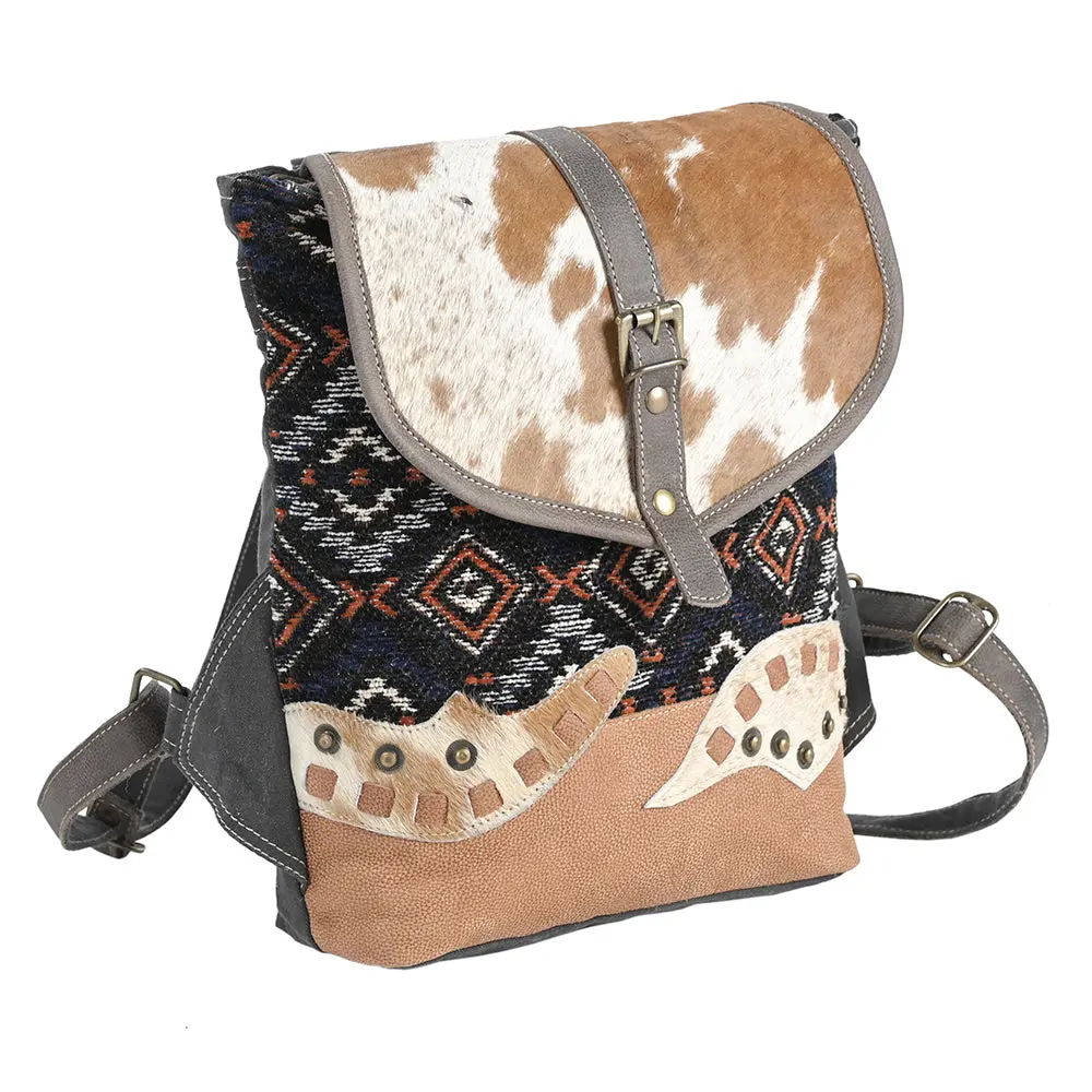 Ohlay Backpack Upcycled Wool Canvas Hair-On Genuine Leather Women Bag Western Handbag Purse | For Womens Summer 1