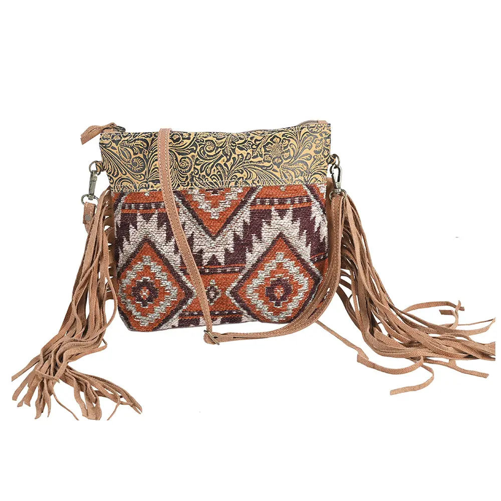 Ohlay Bags Ohv364 Cross Body Ii Upcycled Wool Embossed Genuine Leather Women Bag Western Handbag Purse 1