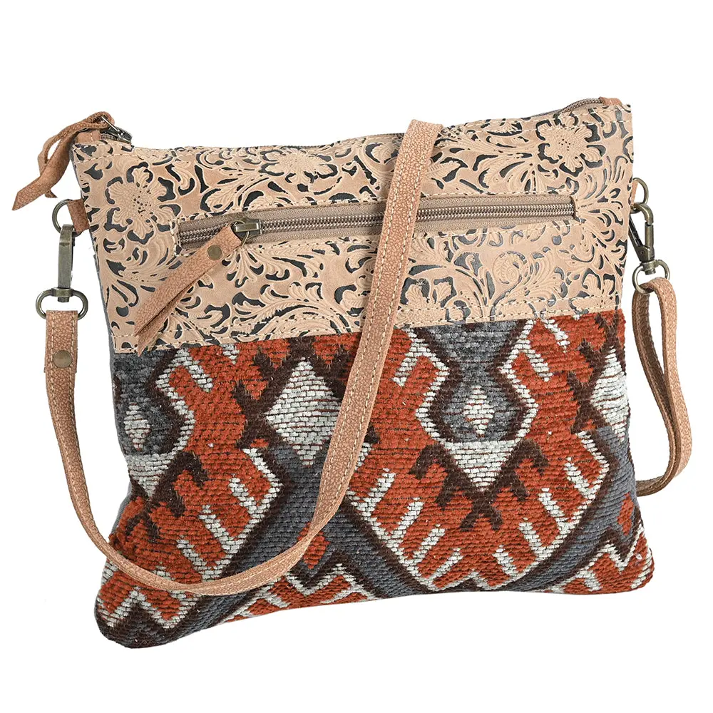 Ohlay Bags Ohv369 Cross Body Ii Upcycled Wool Embossed Genuine Leather Women Bag Western Handbag Purse 1