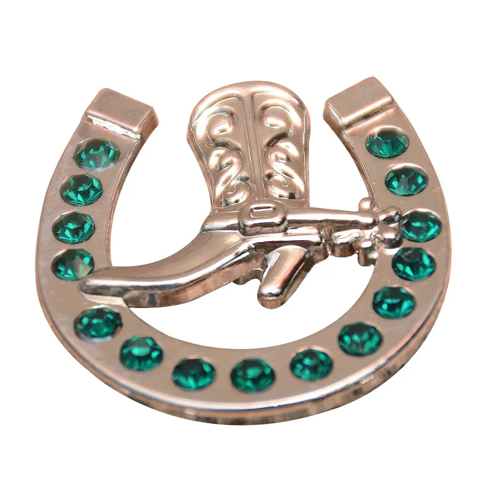 Hilason Western Screw Back Concho Emerald Horseshoe Boots Crystals Headstall Tack| Belt | Slotted Conchos 1