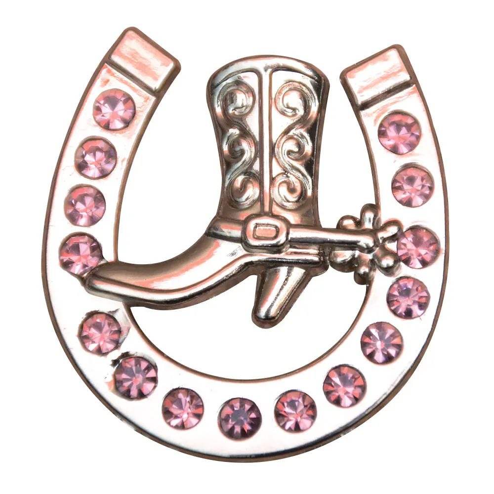 Hilason Western Screw Back Concho Amethyst Horseshoe Boots Crystals Light Color | Bridle Conchos Slotted 2