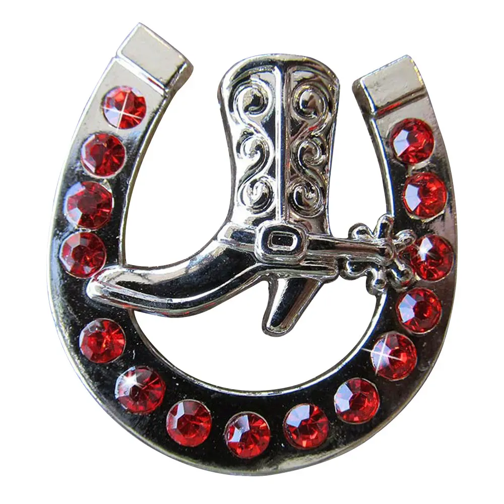 Western Screw Back Concho Red Horseshoe Boots Crystals Hilason 2