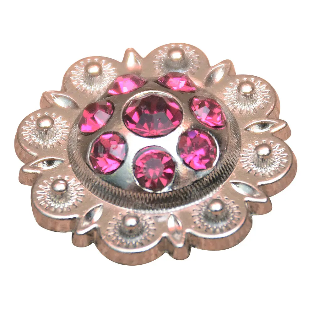 Hilason Western Screw Back Concho Fuchsia Berry Crystals Cowgirl Color | Bridle Conchos Slotted 1