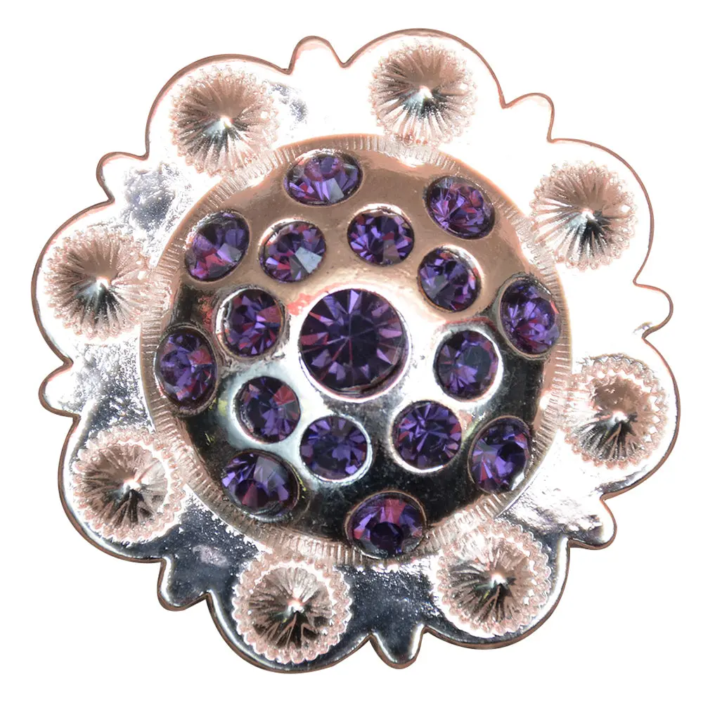 1.5 Inch Hilason Western Screw Back Purple Crystals Berry Concho Saddle & Tack 1