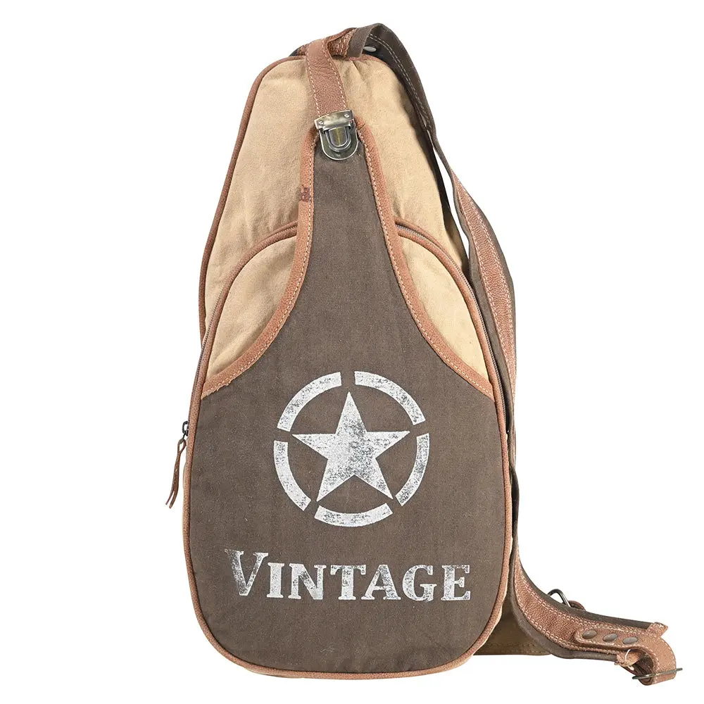 Ohlay Ohv391 Backpack Upcycled Canvas Genuine Leather Women Bag Western Handbag 1