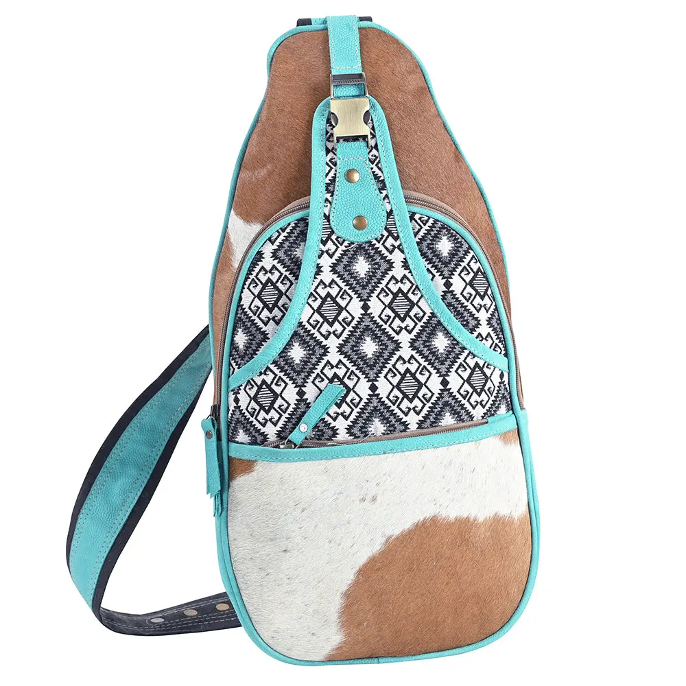 Ohlay Ohv392 Backpack Upcycled Canvas Hair-On Genuine Leather Women Bag Western Handbag Purse 1