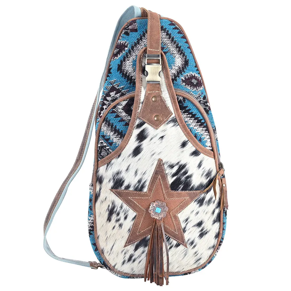 Ohlay Ohv394 Backpack Upcycled Wool Canvas Hair-On Genuine Leather Women Bag Western Handbag Purse 1