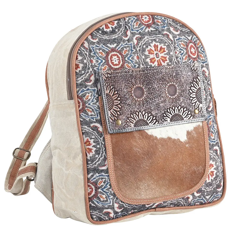 Ohlay Ohv398 Backpack Upcycled Canvas Hair-On Genuine Leather Women Bag Western Handbag Purse 1