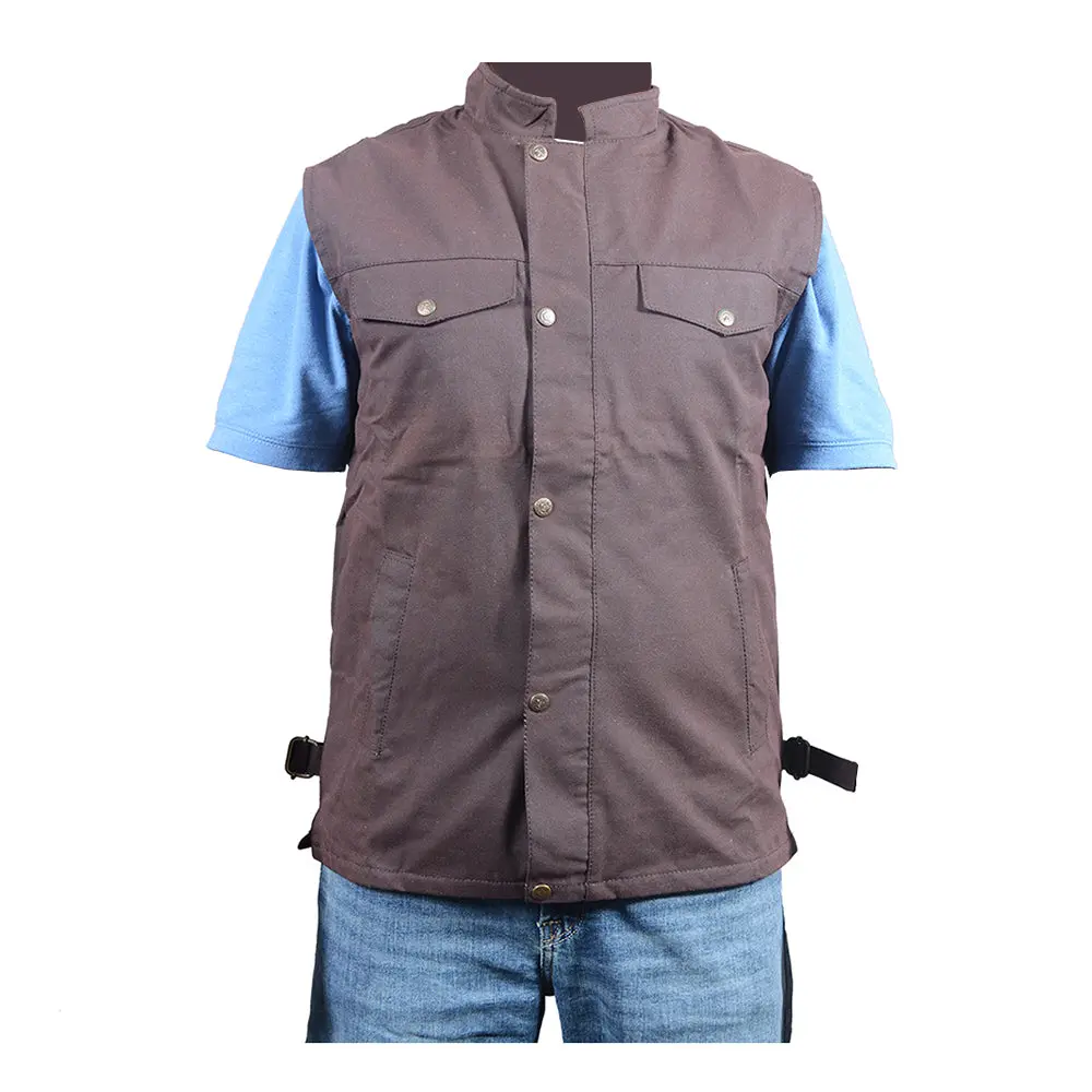 Brown Hilason Outerwear Men's Vest Lightweight Waterproof Oilskin Jacket Sleeveless | Rain 1