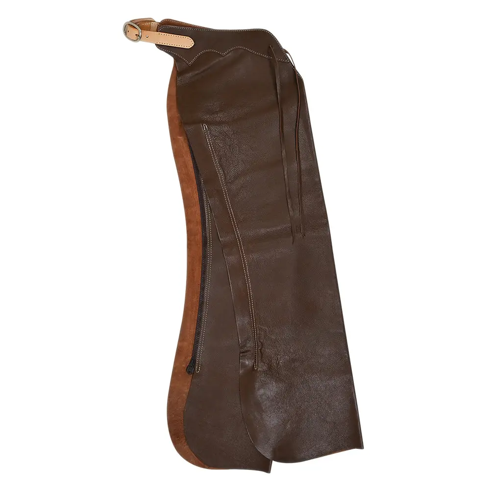 Hilason Western Pro Rodeo Bull Riding Genuine Leather Chaps Dark Brown | For Men And Women Unisex 1