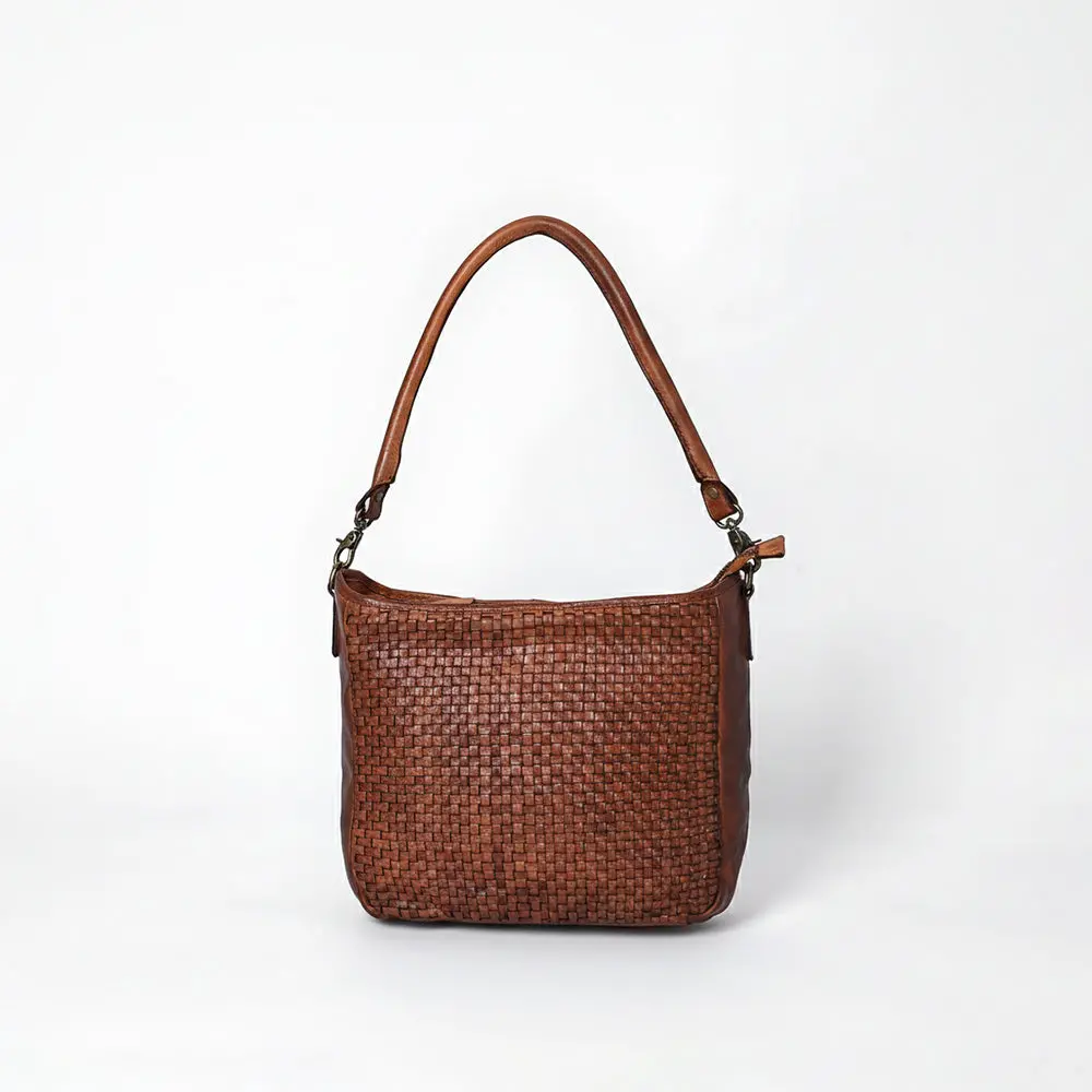 Spaghetti Western Hand-Woven Leather Hobo Bag Premium Vegetable Tanned Full Grain Cowhide Artisanal Basket Weave Shoulder Bag 1