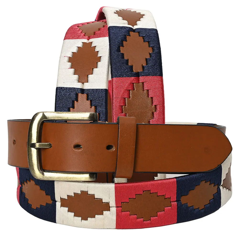 Bar H Equine Western Brown Full Grain Genuine Leather Men & Women Belt Embroidered Pink Blue White With Buckle 1