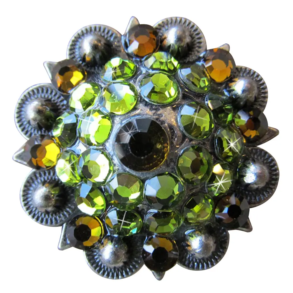 Hilason Western Screw Back Concho Parrot Green Crystal Bling Cowgirl Peridot & Tea Color | Bridle Conchos Slotted 1
