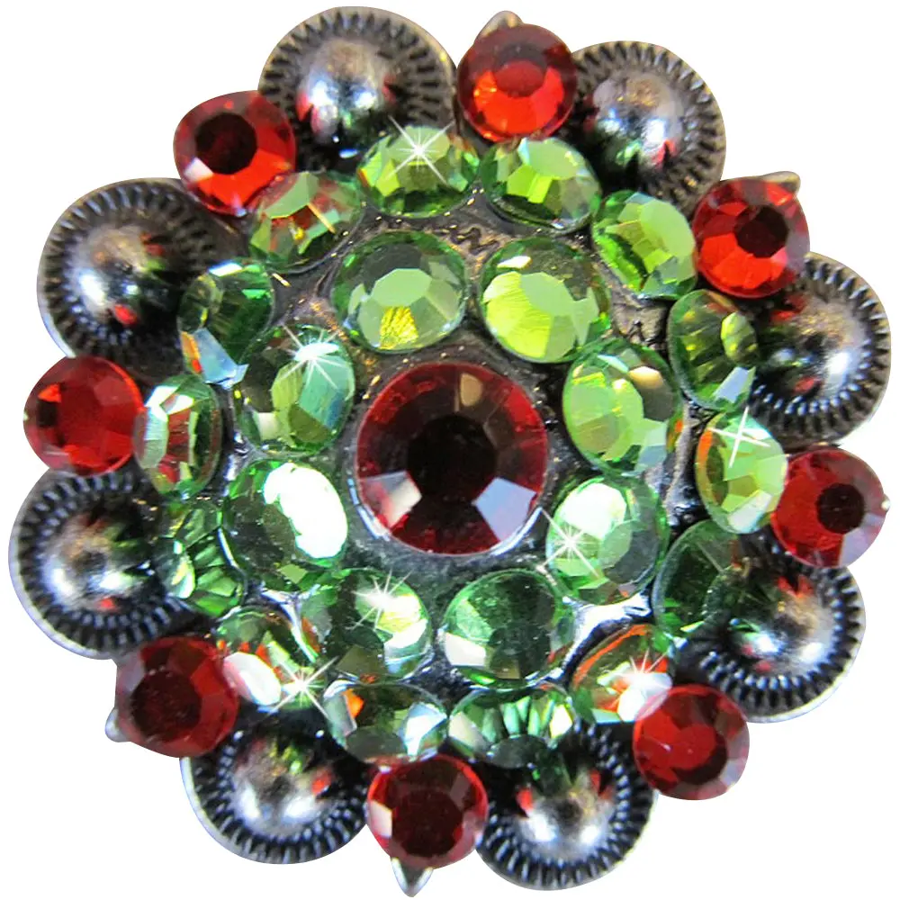 Hilason Western Screw Back Concho Green Siam Crystal Bling Headstall Tack Cowgirl | Belt Slotted Conchos 1