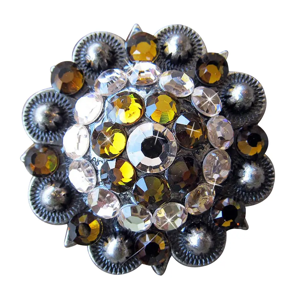 Western Screw Back Concho Antique Silver Finish Crystal Bling 1