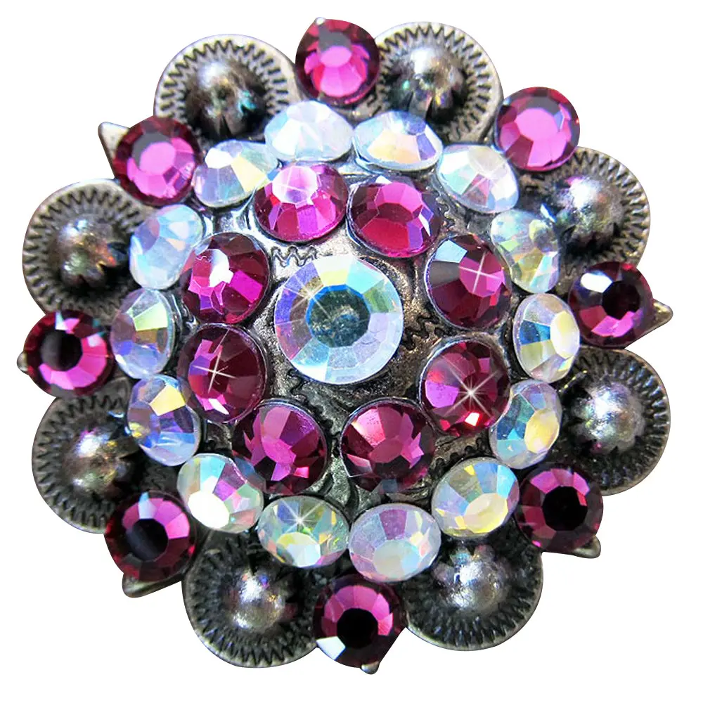 Hilason Western Screw Back Concho Ab Pink Crystal Rodeo Bling Cowgirl Amethyst & Light Sapphire Color 1