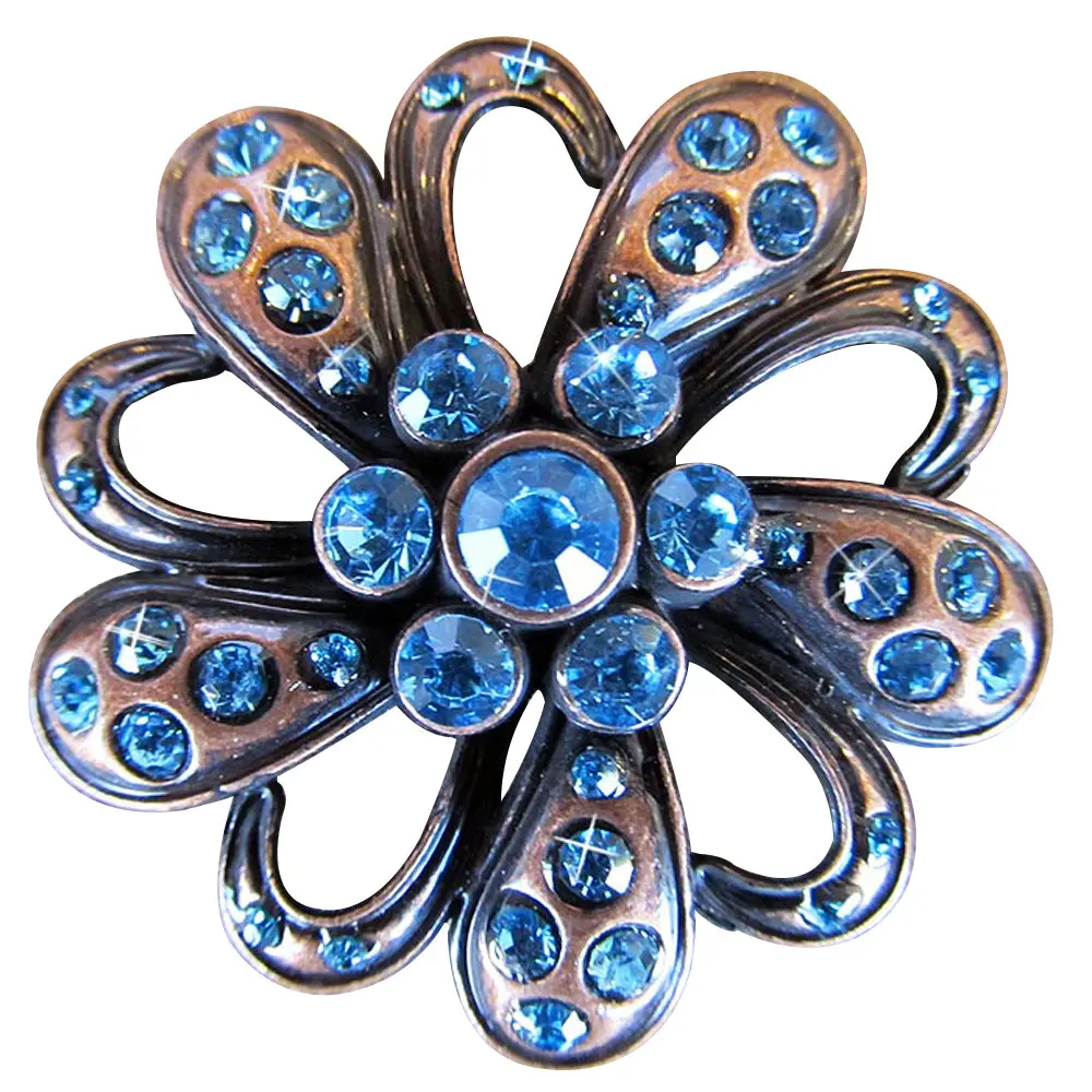 Hilason Crystal Rhinestone Bling Conchos With Floral Design Antique Copper Finish| Western Concho Belt | Slotted 1