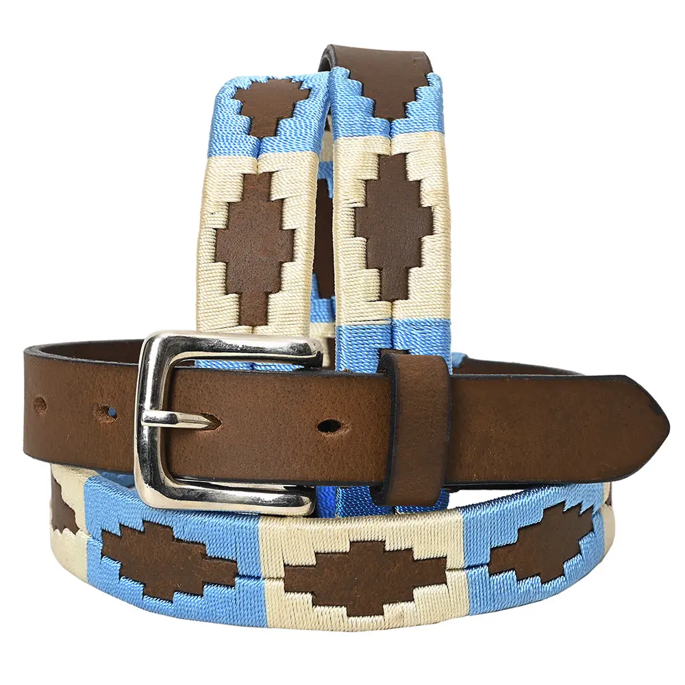 Bar H Equine Western Brown Full Grain Genuine Leather Men & Women Belt Embroidered Unisex With Buckle 1