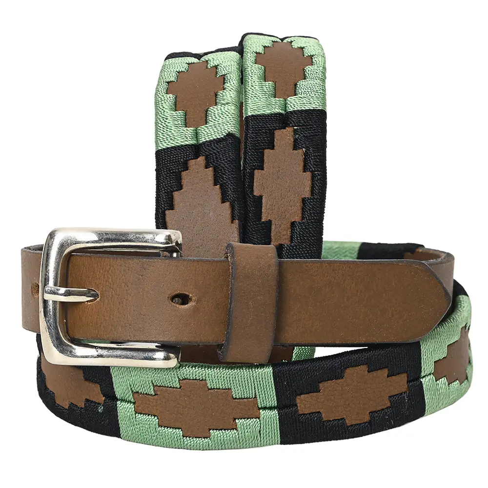 Bar H Equine Western Brown Full Grain Genuine Leather Men & Women Belt Embroidered Unisex With Buckle 1