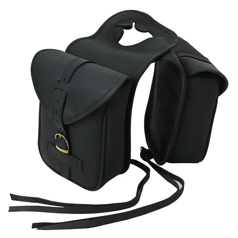 Hilason Western Horse Full Grain Leather Saddle Bag Heavy Duty Traditional Trail Ride | Equestrian Western Adjustable Closure 1