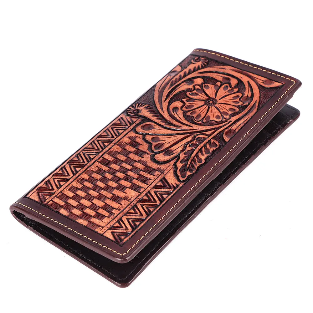 Bar H Equine Women Floral Hand Tooled Genuine Leather Western Handbag Wallet Purse 1
